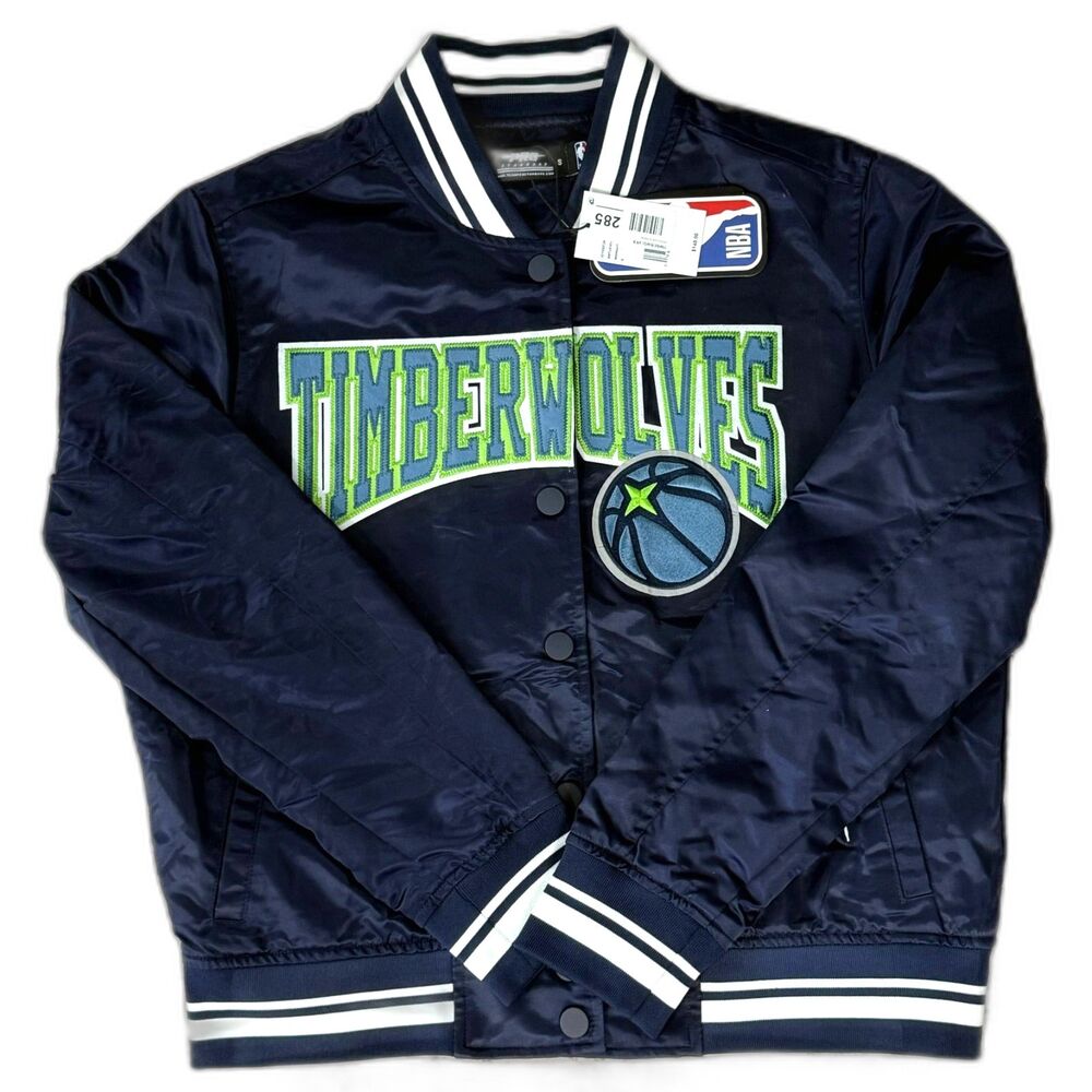 Pro Standard Men's Minnesota Timberwolves Big Logo Satin Varsity Jacket Sz S NWT
